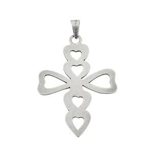 Southwest Mexico Taxco TP-85 Sterling Silver 925 Heart Cutout Cross Pendant